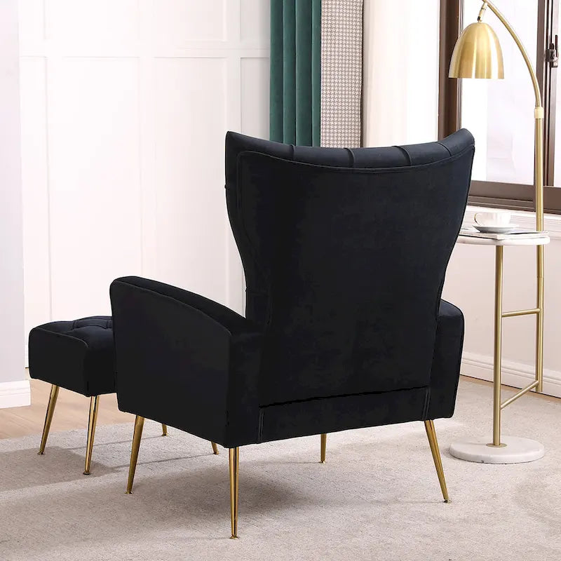 Fauteuil d'appoint rembourré avec pouf, multicolore, 1 place