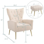 Fauteuil d'appoint rembourré avec pouf, multicolore, 1 place