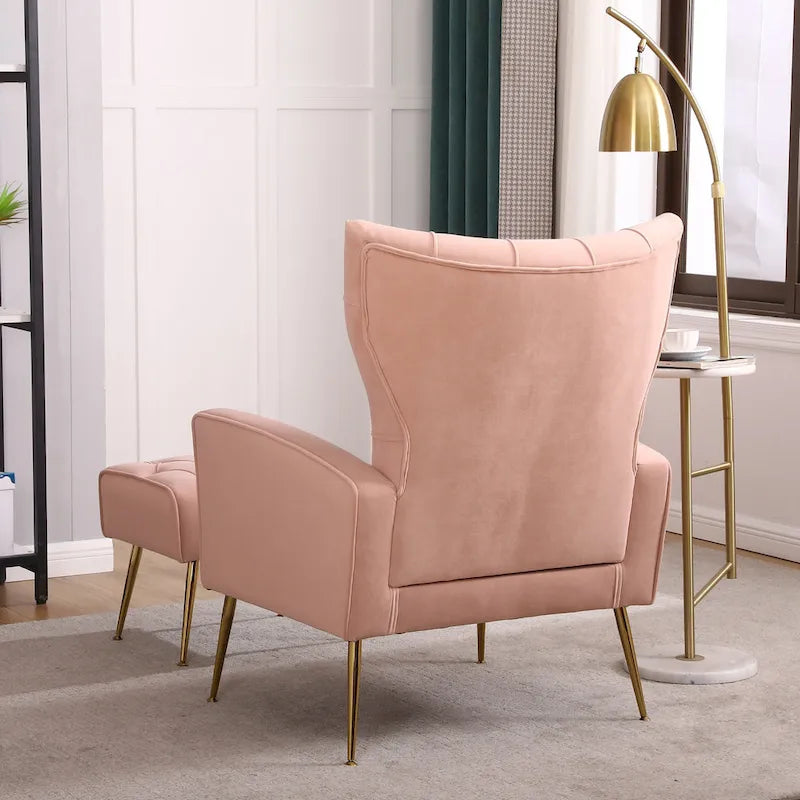 Fauteuil d'appoint rembourré avec pouf, multicolore, 1 place