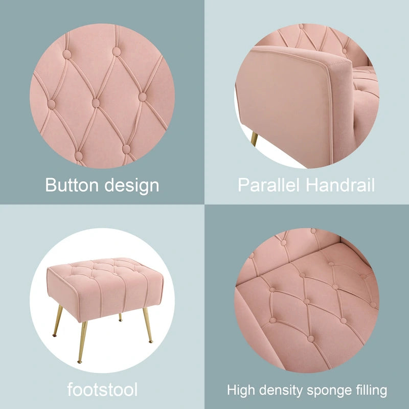 Fauteuil d'appoint rembourré avec pouf, multicolore, 1 place