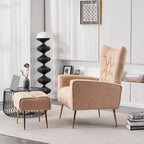 Fauteuil d'appoint rembourré avec pouf, multicolore, 1 place