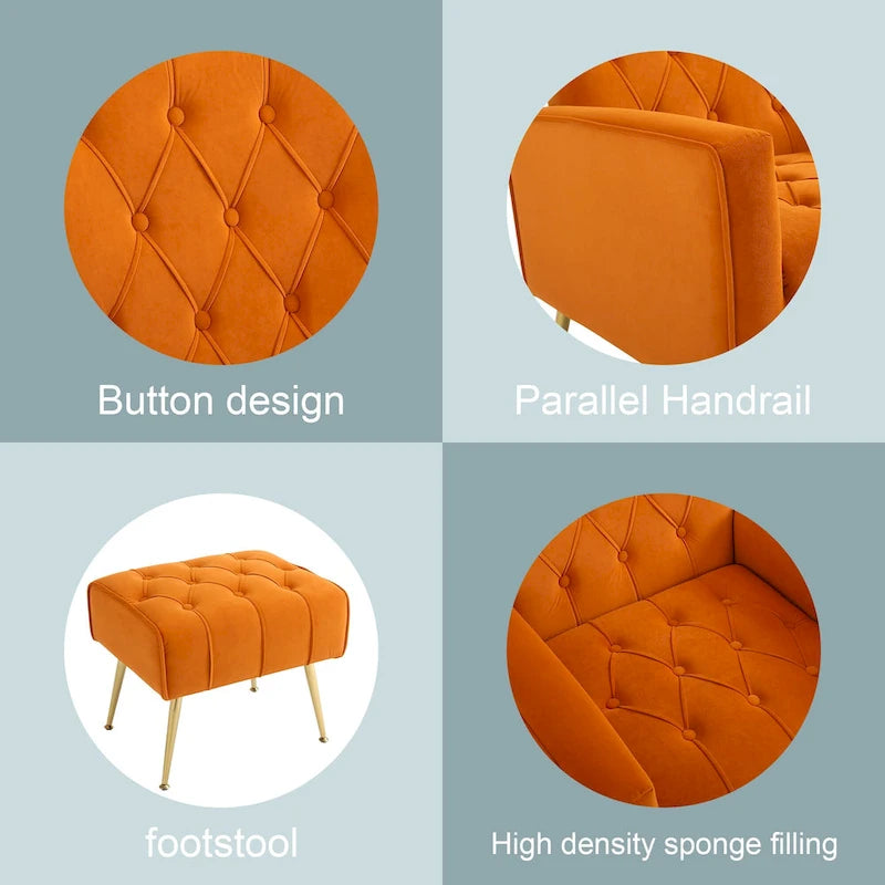 Fauteuil d'appoint rembourré avec pouf, multicolore, 1 place