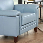Fauteuil d'appoint en cuir pleine fleur gris argenté / blanc vanille / bleu spa, une place