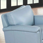 Fauteuil d'appoint en cuir pleine fleur gris argenté / blanc vanille / bleu spa, une place