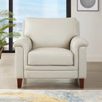 Fauteuil d'appoint en cuir pleine fleur gris argenté / blanc vanille / bleu spa, une place