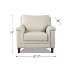 Fauteuil d'appoint en cuir pleine fleur gris argenté / blanc vanille / bleu spa, une place
