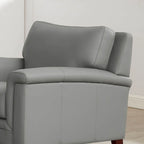 Fauteuil d'appoint en cuir pleine fleur gris argenté / blanc vanille / bleu spa, une place