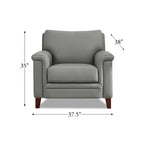 Fauteuil d'appoint en cuir pleine fleur gris argenté / blanc vanille / bleu spa, une place