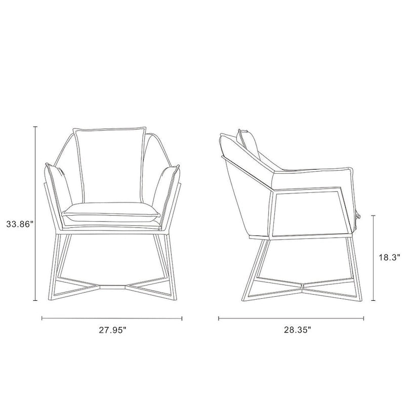 Fauteuil d'appoint Faon / Velours bleu – Style géométrique, 1 place