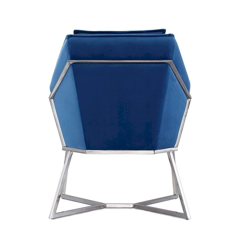 Fauteuil d'appoint Faon / Velours bleu – Style géométrique, 1 place