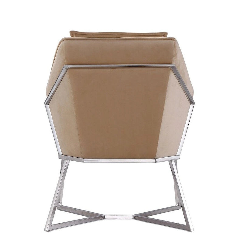 Fauteuil d'appoint Faon / Velours bleu – Style géométrique, 1 place