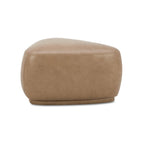 Ottoman triangulaire arrondi 1 place en tweed moutarde / cuir marron clair