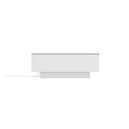 Table basse blanche à 2 tiroirs avec plateau en verre et éclairage LED