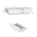 Table basse blanche à 2 tiroirs avec plateau en verre et éclairage LED