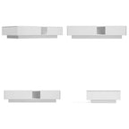 Table basse blanche à 2 tiroirs avec plateau en verre et éclairage LED