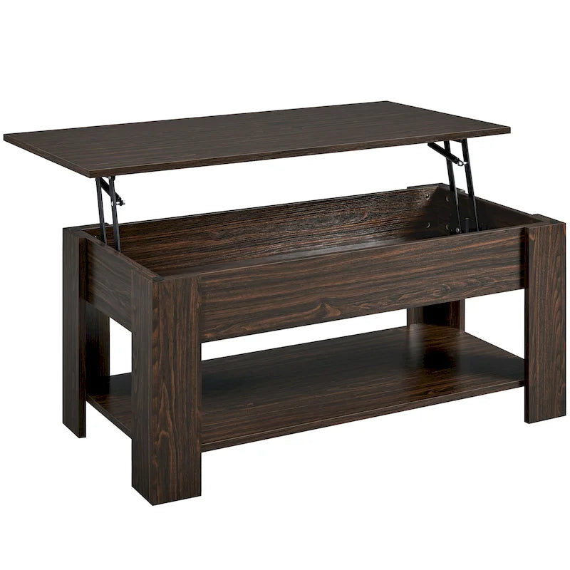 Table basse relevable avec étagère de rangement, multicolore, 1 personne