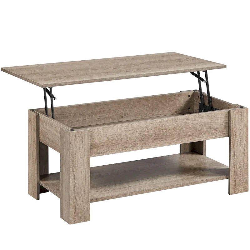 Table basse relevable avec étagère de rangement, multicolore, 1 personne