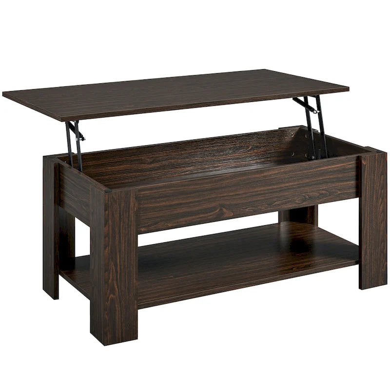 Table basse relevable avec étagère de rangement, multicolore, 1 personne