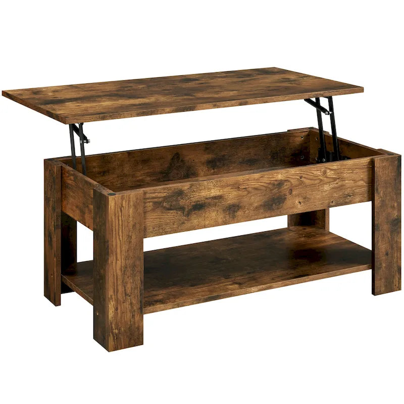 Table basse relevable avec étagère de rangement, multicolore, 1 personne