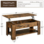 Table basse relevable avec étagère de rangement, multicolore, 1 personne