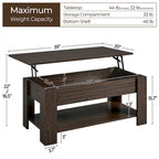 Table basse relevable avec étagère de rangement, multicolore, 1 personne
