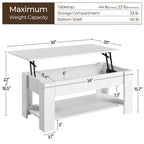 Table basse relevable avec étagère de rangement, multicolore, 1 personne