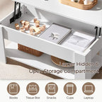 Table basse relevable avec étagère de rangement, multicolore, 1 personne