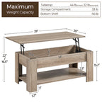 Table basse relevable avec étagère de rangement, multicolore, 1 personne