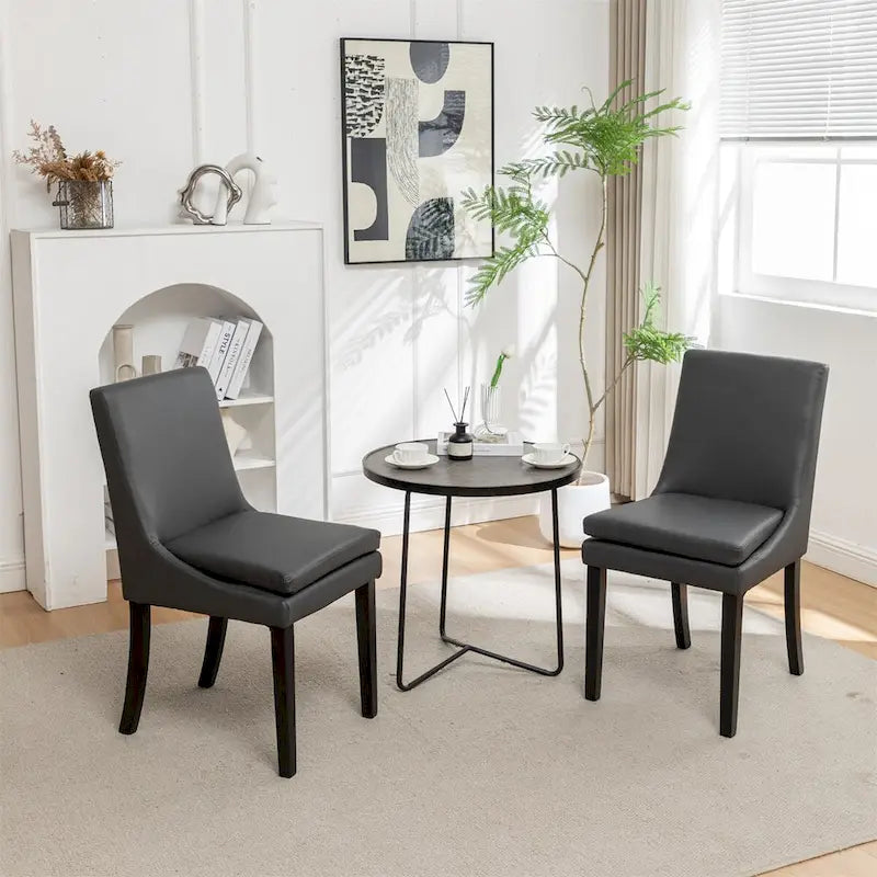 Chaises de salle à manger modernes avec pieds en bois massif (Lot de 2)