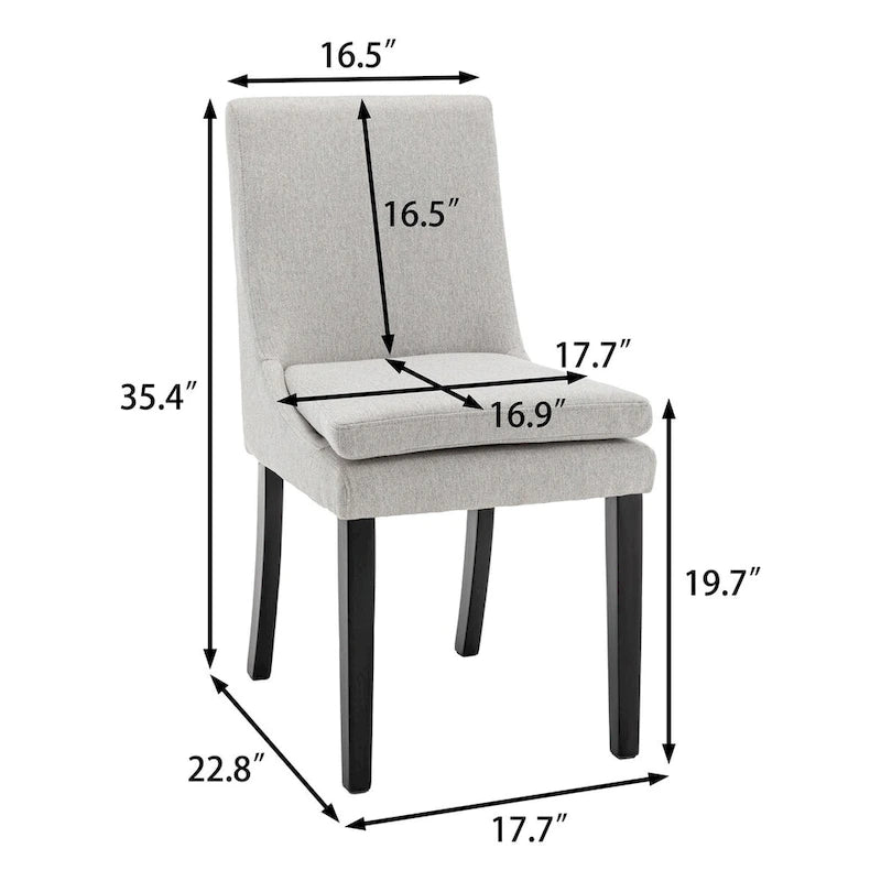 Chaises de salle à manger modernes avec pieds en bois massif (Lot de 2)
