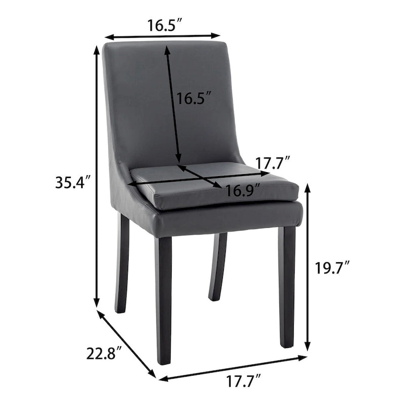 Chaises de salle à manger modernes avec pieds en bois massif (Lot de 2)