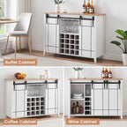 Meuble buffet avec portes coulissantes façon porte de grange, 4 couleurs – 120 (L) x 40 (P) x 88 (H) cm