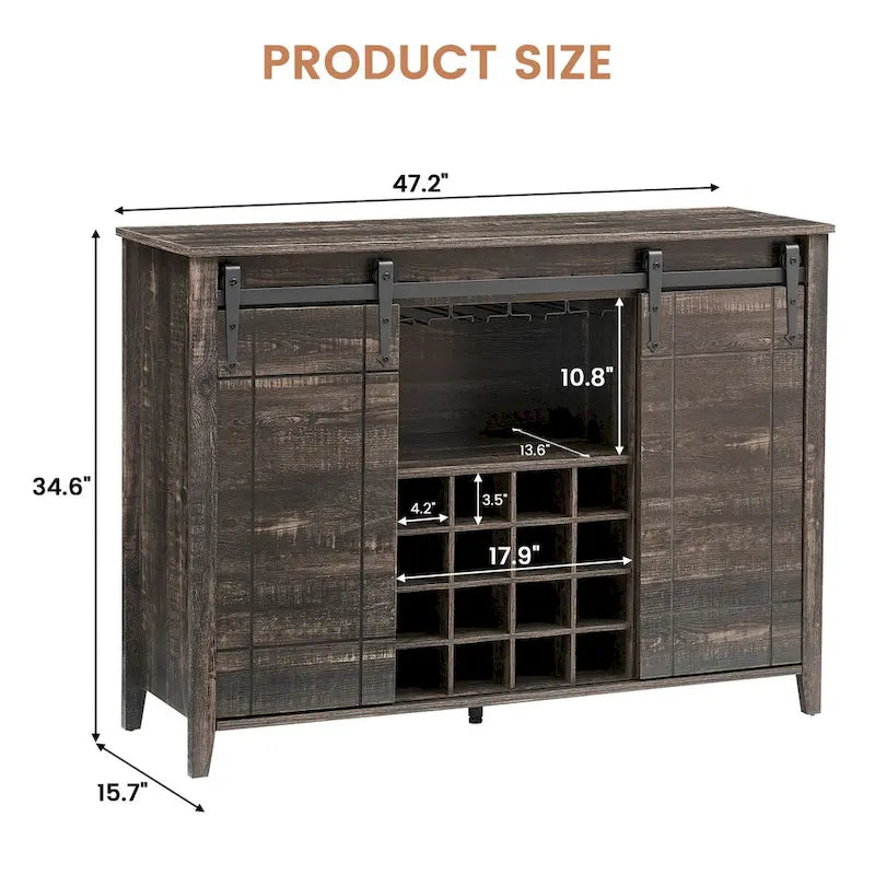 Meuble buffet avec portes coulissantes façon porte de grange, 4 couleurs – 120 (L) x 40 (P) x 88 (H) cm