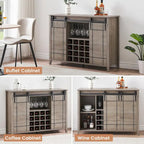 Meuble buffet avec portes coulissantes façon porte de grange, 4 couleurs – 120 (L) x 40 (P) x 88 (H) cm