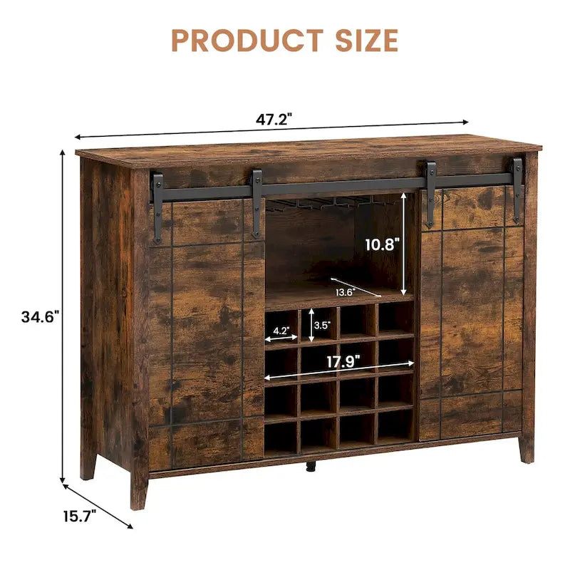 Meuble buffet avec portes coulissantes façon porte de grange, 4 couleurs – 120 (L) x 40 (P) x 88 (H) cm