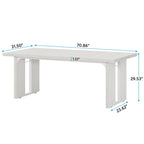 Grand bureau de ferme blanc/marron/gris, pour 6 à 8 personnes, 180 cm