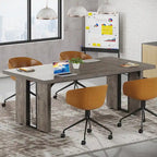 Grand bureau de ferme blanc/marron/gris, pour 6 à 8 personnes, 180 cm