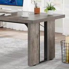 Grand bureau de ferme blanc/marron/gris, pour 6 à 8 personnes, 180 cm