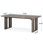 Grand bureau de ferme blanc/marron/gris, pour 6 à 8 personnes, 180 cm