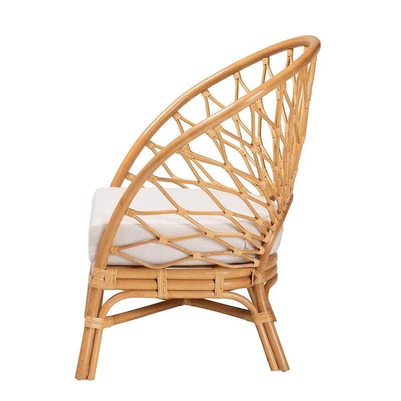 Fauteuil d'appoint bohème en rotin, 1 place, marron