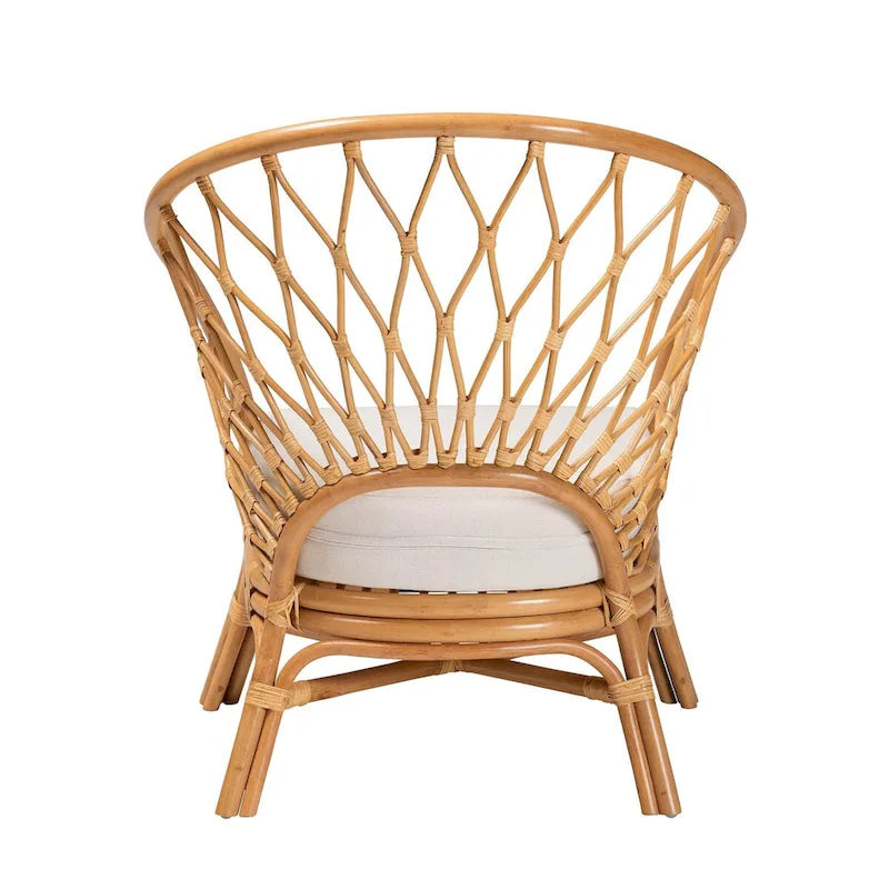 Fauteuil d'appoint bohème en rotin, 1 place, marron