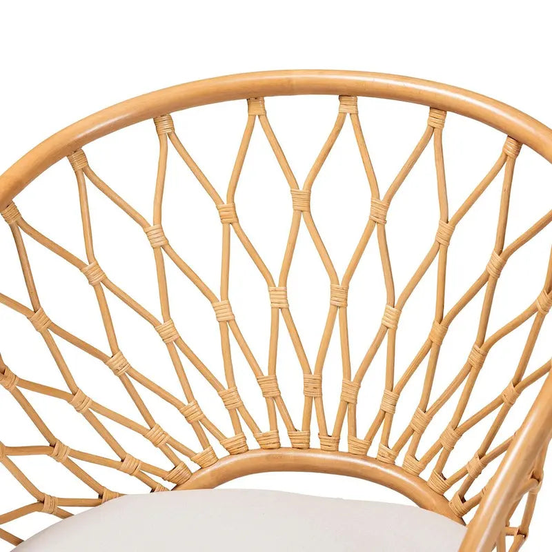 Fauteuil d'appoint bohème en rotin, 1 place, marron