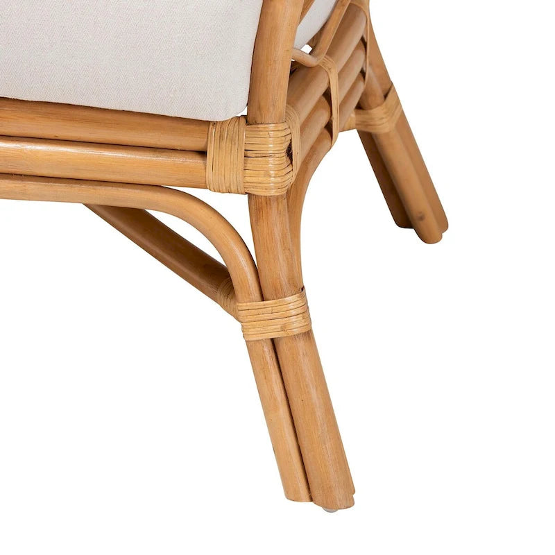 Fauteuil d'appoint bohème en rotin, 1 place, marron