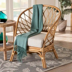 Fauteuil d'appoint bohème en rotin, 1 place, marron