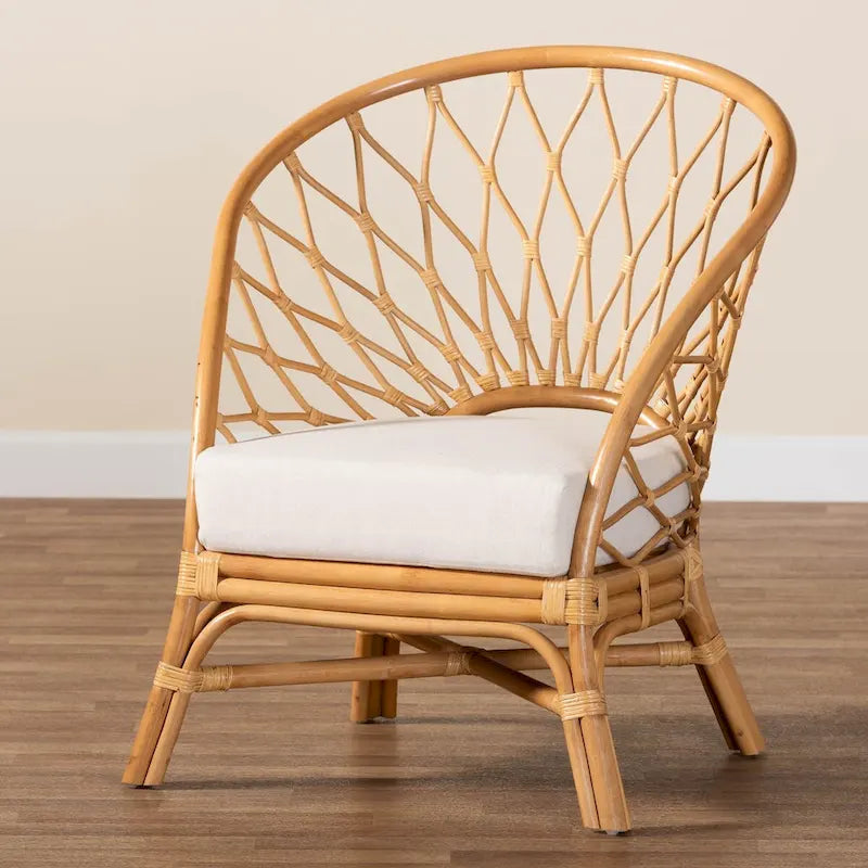 Fauteuil d'appoint bohème en rotin, 1 place, marron