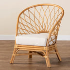 Fauteuil d'appoint bohème en rotin, 1 place, marron