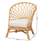 Fauteuil d'appoint bohème en rotin, 1 place, marron