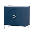 Buffet 2 portes, Placage Bois & Pieds Métal, Bleu / Noir / Blanc