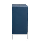 Buffet 2 portes, Placage Bois & Pieds Métal, Bleu / Noir / Blanc