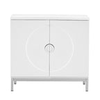 Buffet 2 portes, Placage Bois & Pieds Métal, Bleu / Noir / Blanc
